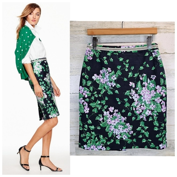 Talbots The Oprah Magazine Collection Floral Skirt Sz 12 Petite Navy Spring Chic - Picture 1 of 14